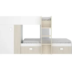Letto a castello per bambini con armadio 271x111cm rovere bianco Pooh