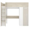 Letto a castello per bambini con scrivania e armadio 205x112cm rovere bianco Lenny