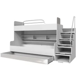 Letto a castello per bambini 254x120cm bianco rosa Enrico Gihome®