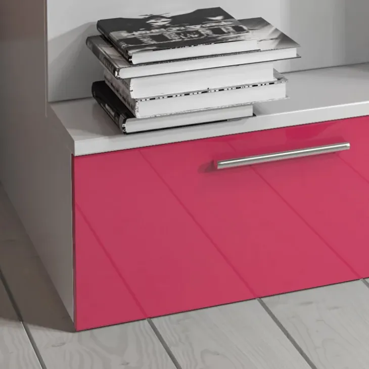Letto a castello per bambini 254x120cm bianco rosa Enrico Gihome®
