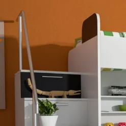Letto a castello per bambini 254x120cm bianco nero Enrico Gihome®