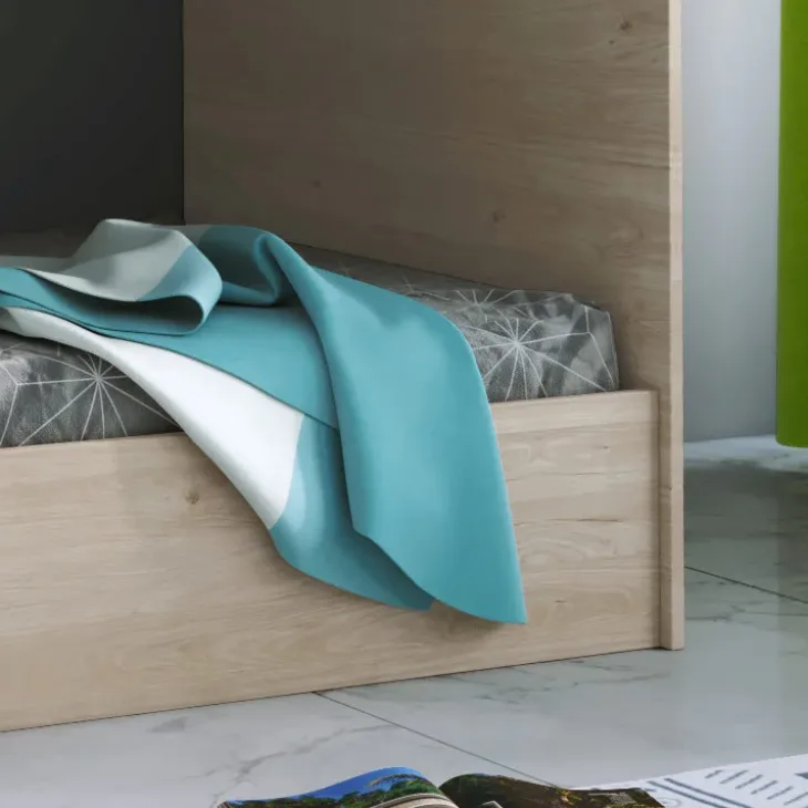 Letto a castello 205x96cm con cassettiera e mensola rovere Lorenzo Gihome®