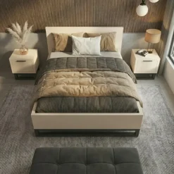 Letto alla francese 140x200cm beige cashmere Petra