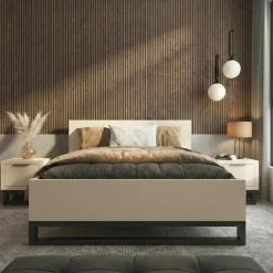 Letto alla francese 140x200cm beige cashmere Petra