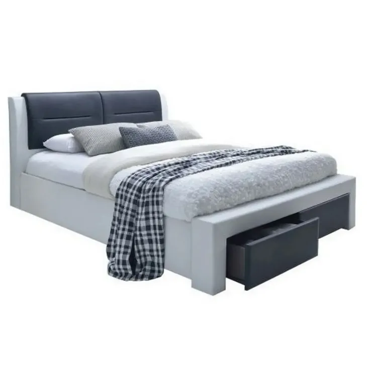 Letto alla francese 140x200cm con cassetti in ecopelle bianco nero Gallipoli Gihome®