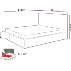 Letto alla francese 140x200 cm con rete contenitore imbottito beige Orione