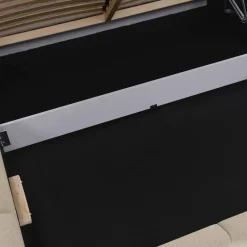 Letto alla francese 140x200cm con rete contenitore imbottito beige Aluna
