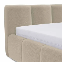 Letto alla francese 140x200cm con rete contenitore imbottito beige Aluna