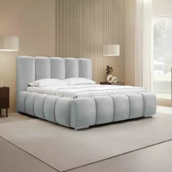 Letto alla francese 140x200 cm con rete contenitore imbottito grigio chiaro Cometa