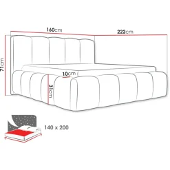 Letto alla francese 140x200cm con rete contenitore imbottito beige scuro Aluna