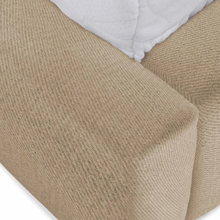 Letto alla francese 140x200cm con rete contenitore imbottito beige scuro Aluna