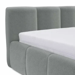 Letto alla francese 140x200cm con rete contenitore imbottito azzurro grigio Aluna