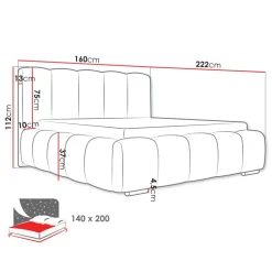 Letto alla francese 140x200 cm con rete contenitore imbottito beige scuro Cometa