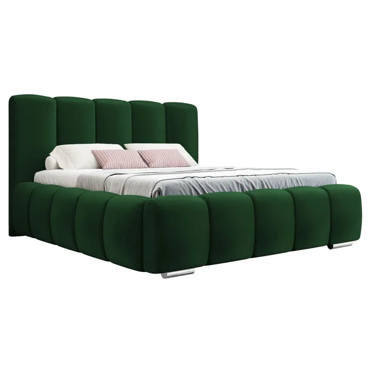 Letto alla francese 140x200 cm con rete contenitore imbottito verde scuro Cometa