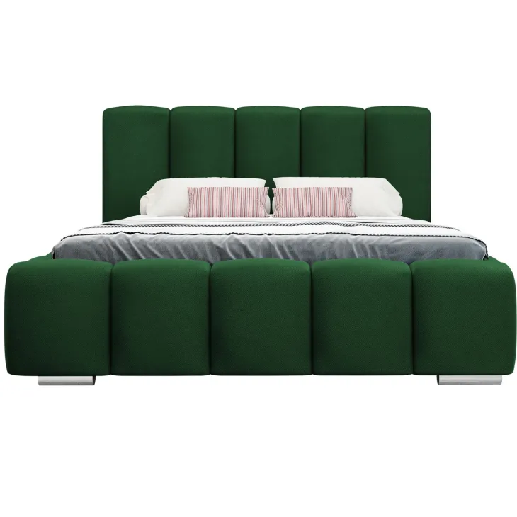Letto alla francese 140x200 cm con rete contenitore imbottito verde scuro Cometa