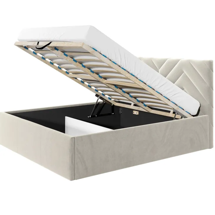 Letto alla francese 140x200 cm con rete contenitore imbottito beige Polaris