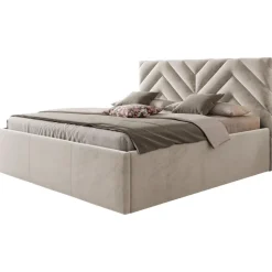 Letto alla francese 140x200 cm con rete contenitore imbottito beige Polaris