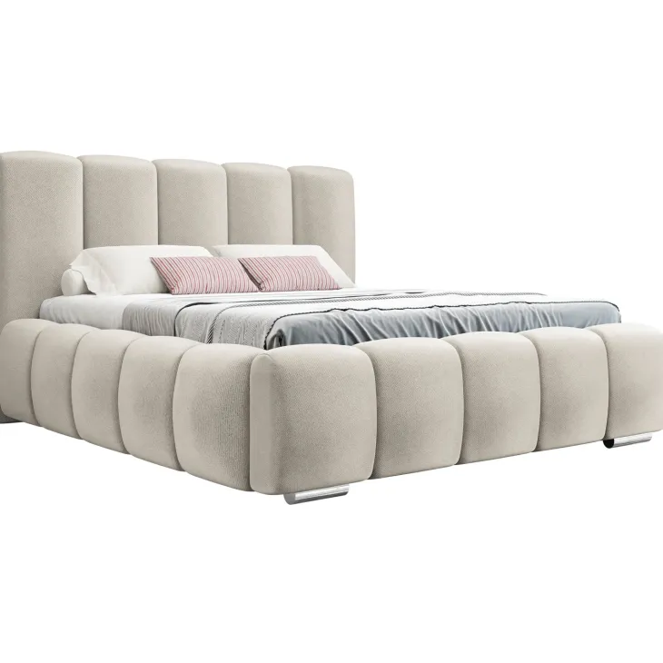 Letto alla francese 140x200 cm con rete contenitore imbottito beige Cometa