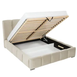Letto alla francese 140x200 cm con rete contenitore imbottito beige Cometa