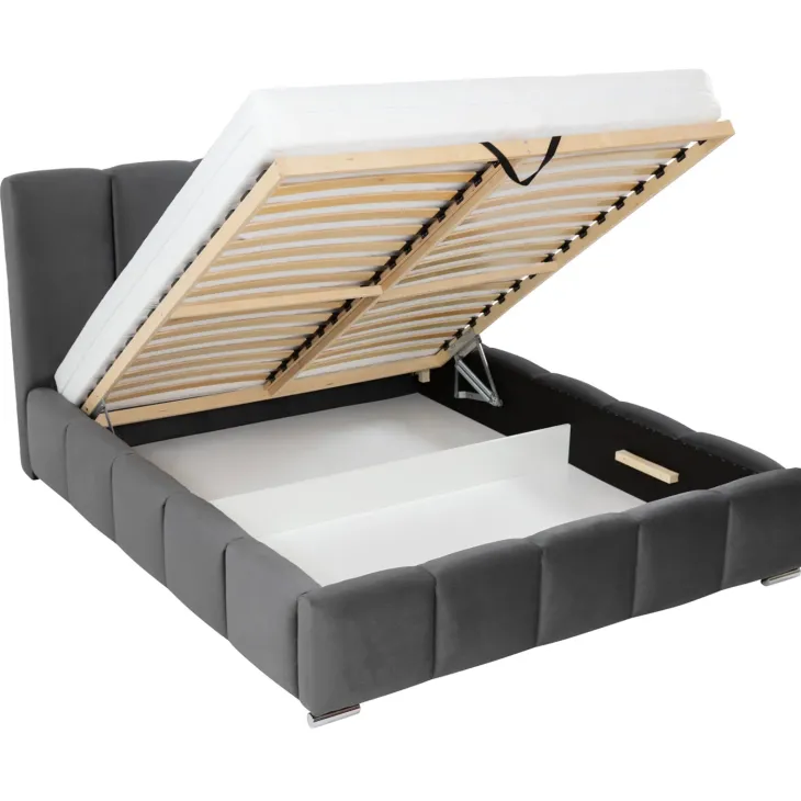 Letto alla francese 140x200 cm con rete contenitore imbottito grigio scuro Cometa