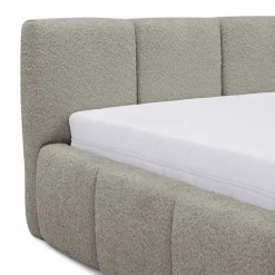 Letto alla francese 140x200cm con rete contenitore imbottito tessuto bouclé grigio Aluna