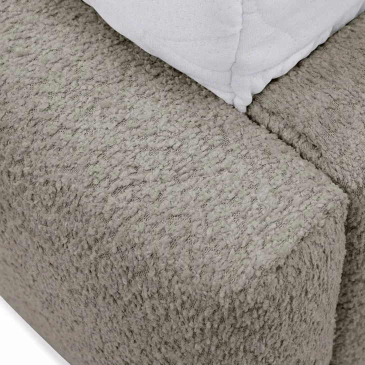 Letto alla francese 140x200cm con rete contenitore imbottito tessuto bouclé grigio Aluna
