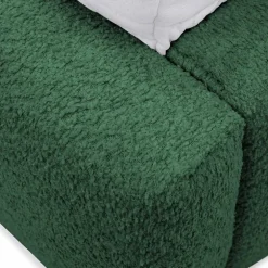 Letto alla francese 140x200cm con rete contenitore imbottito tessuto bouclé verde Aluna