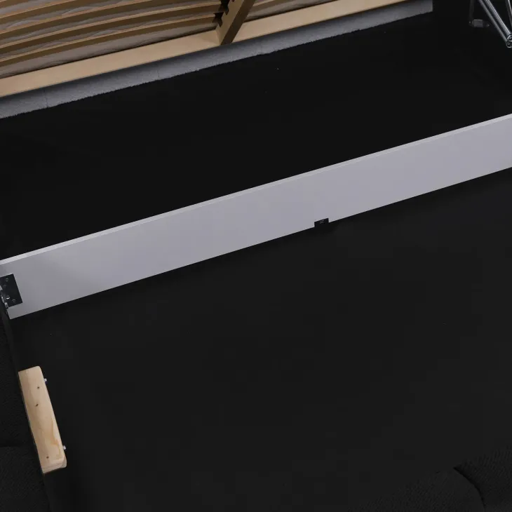 Letto alla francese 140x200cm con rete contenitore imbottito nero Aluna