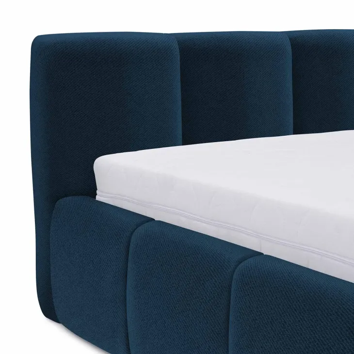 Letto alla francese 140x200cm con rete contenitore imbottito blu Aluna