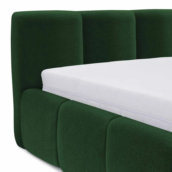 Letto alla francese 140x200cm con rete contenitore imbottito verde Aluna
