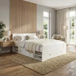 Letto alla francese 140x200cm con set cassettoni bianco Aurora
