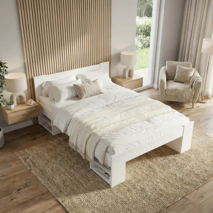 Letto alla francese 140x200cm contenitore bianco Aurora