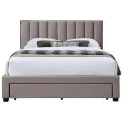 Letto alla francese 140x200cm imbottito con cassettoni beige Lux