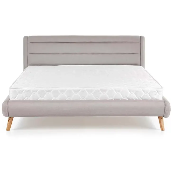 Letto alla francese 140x200cm in tessuto grigio chiaro Pompei Gihome®