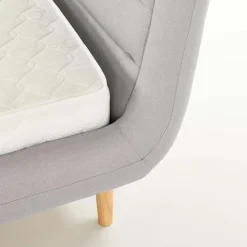 Letto alla francese 140x200cm in tessuto grigio chiaro Pompei Gihome®