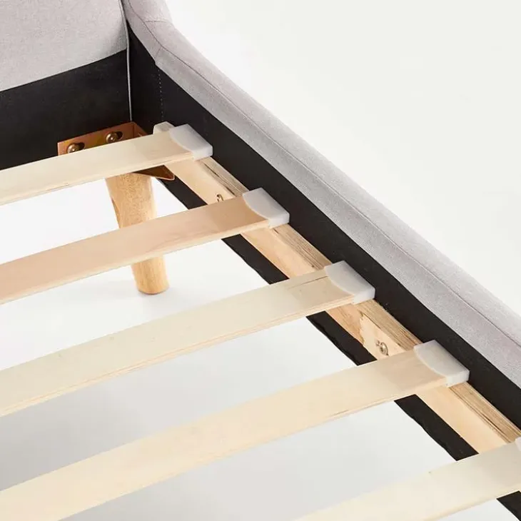 Letto alla francese 140x200cm in tessuto grigio chiaro Pompei Gihome®