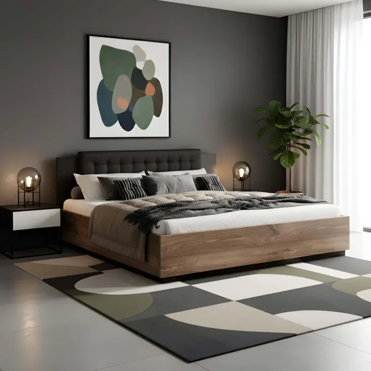 Letto alla francese 140x200cm noce nero Vulcano