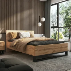 Letto alla francese 140x200cm rovere nero Petra
