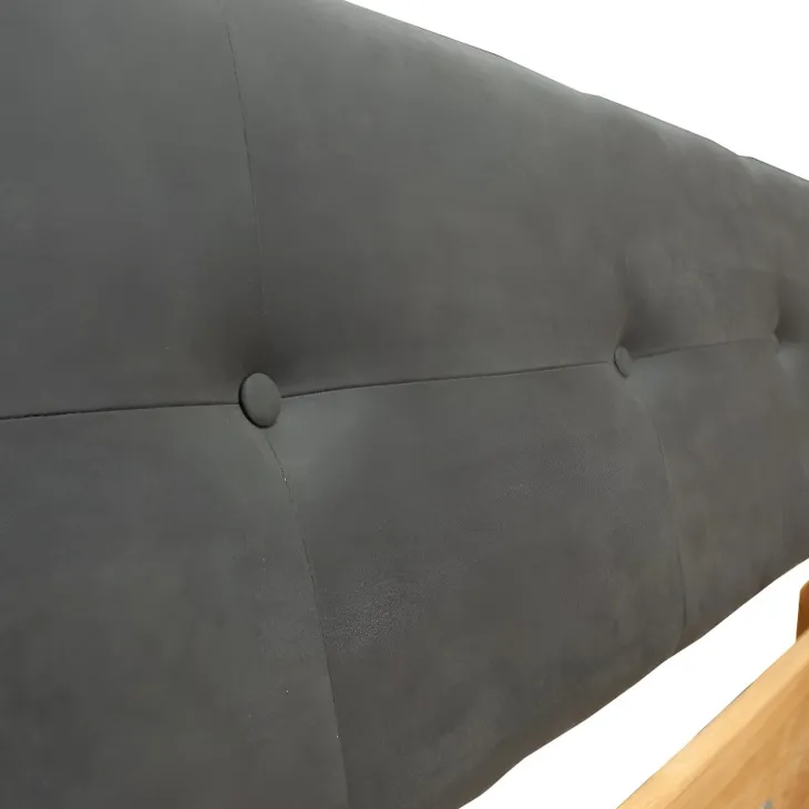 Letto alla francese 140x200cm testiera imbottita piedi in metallo legno massello rovere antracite Cortelia