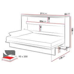 Letto a scomparsa orizzontale 90x200 cm singolo bianco Camelio