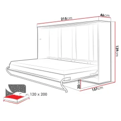 Letto a scomparsa orizzontale 120x200 cm una piazza e mezza bianco Chimera