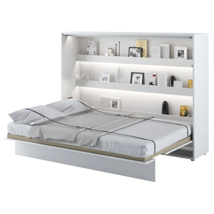 Letto a scomparsa orizzontale 140x200 cm alla francese bianco Camelio