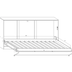 Letto a scomparsa orizzontale 90x200cm singolo bianco pino grigio grafite Alvin Gihome®