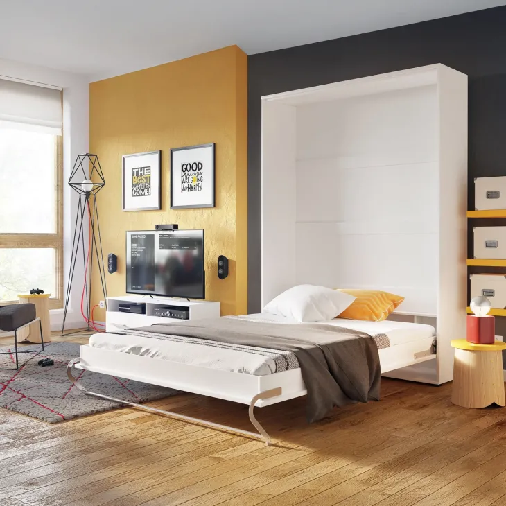 Letto a scomparsa verticale 120x200 cm una piazza e mezza bianco Chimera