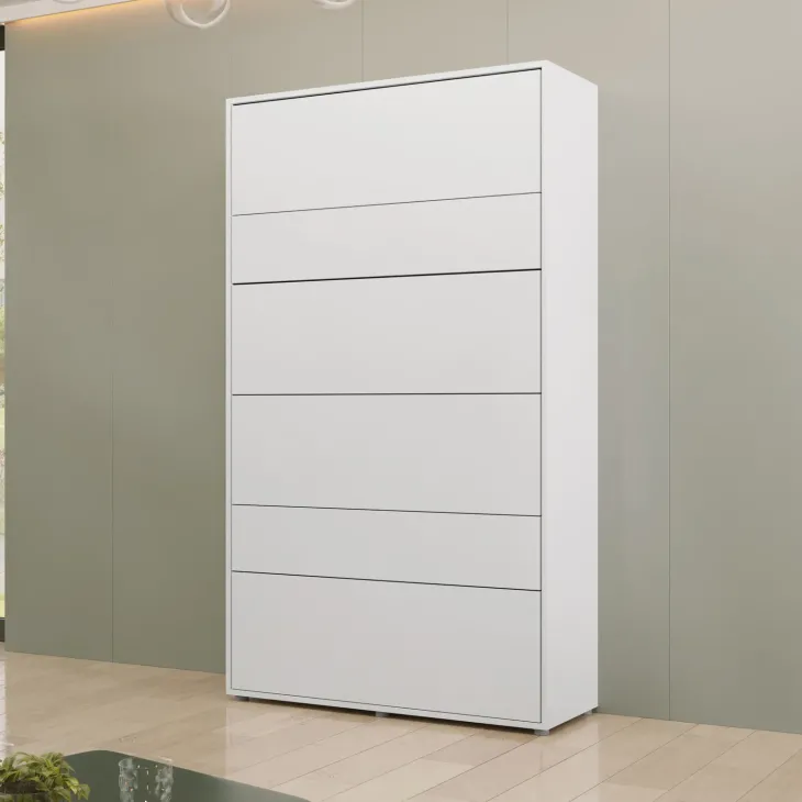 Letto a scomparsa verticale 120x200 cm una piazza e mezza bianco Camelio