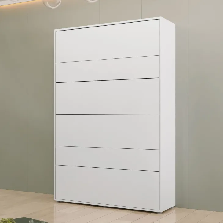 Letto a scomparsa verticale 140x200 cm alla francese bianco Camelio