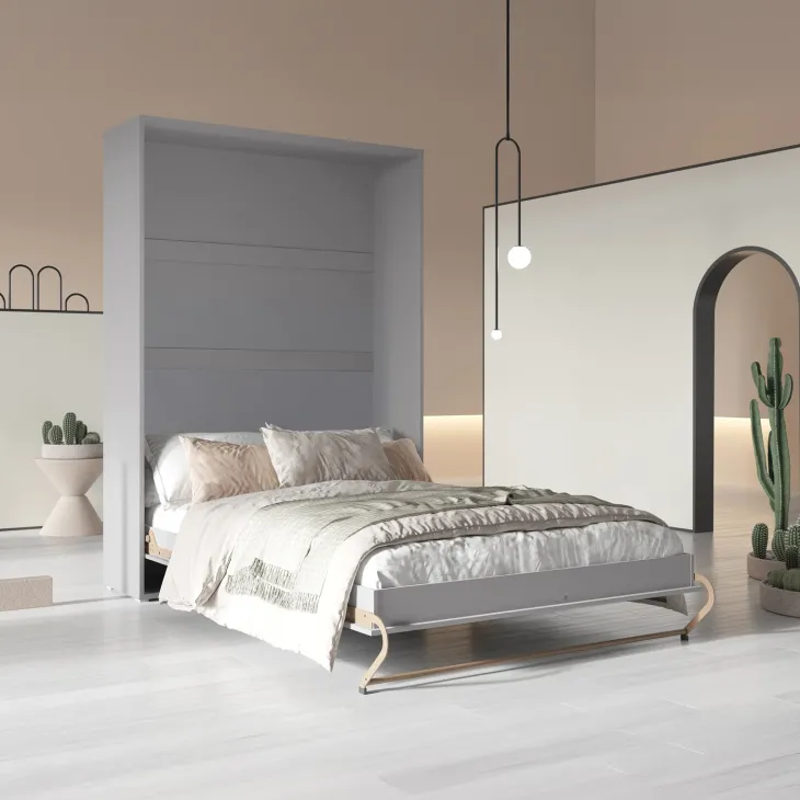 Letto a scomparsa verticale 140x200 cm alla francese grigio Chimera