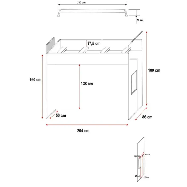 Letto a soppalco con armadio 254x120cm bianco Simone Gihome®