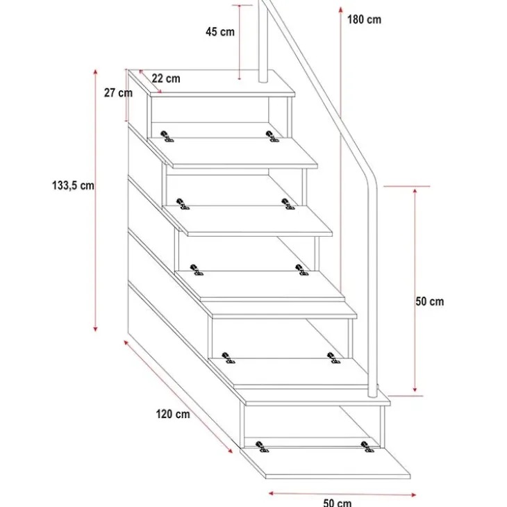 Letto a soppalco con armadio 254x120cm bianco Simone Gihome®
