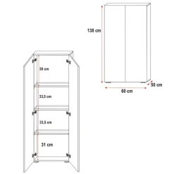 Letto a soppalco con armadio 254x120cm bianco Simone Gihome®